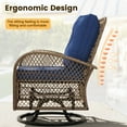 thumbnail image 4 of ELPOSUN 3 Pieces Patio Furniture Set, Outdoor Swivel Gliders Rocker, Wicker Patio Bistro Set with Rattan Rocking Chair, Glass Top Side Table and Thickened Cushions（Blue）, 4 of 8