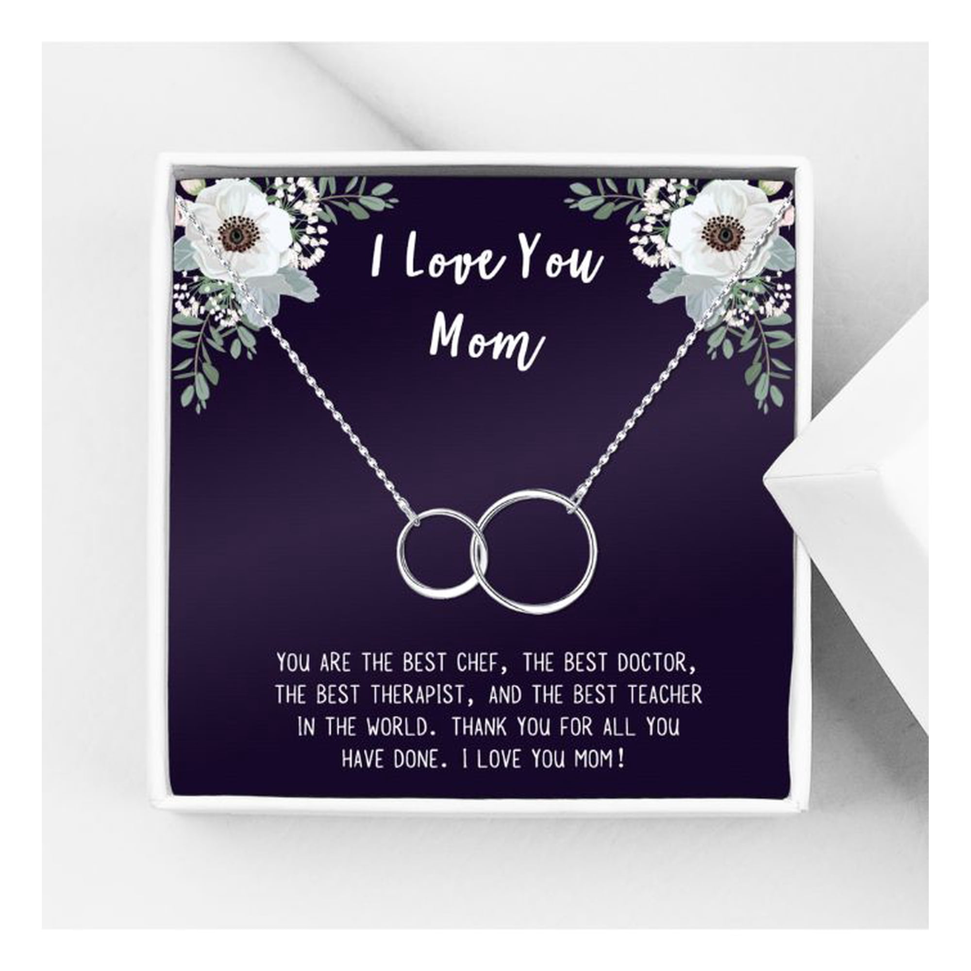 I Love You Mother s Day Infinity Card Necklace Card and Neclace Jewelry for Mom Gift for Her Gift for Mom Gift for Mother Infinity Necklace Ship Next Day! [Silver No-Personalized Card]