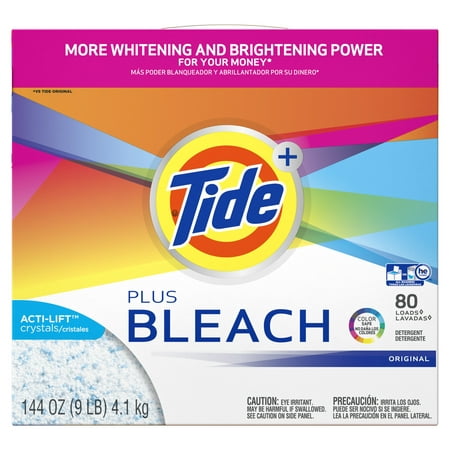 Tide Plus Bleach, Powder Laundry Detergent, 144 Oz 80