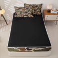 thumbnail image 4 of Homewish Green Camouflage Zipper Twin Comforter Sets with Fitted Sheet and 2 Pillowcases,Cute Cartoon Shark Rustic Farmhouse Camo Zipper Bedding Set For Kids Boys,Black Reversible,4-Piece, 4 of 7