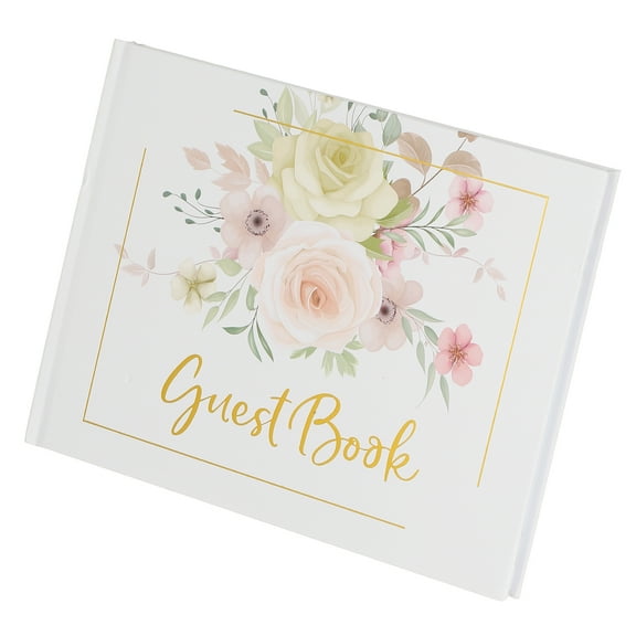 Guest Book, Wedding Guest Sign Book Reception Signature Book Party Decorations Supplies for Birthday Bridal Shower, Pink Rose