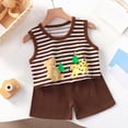 thumbnail image 2 of TOWED22 Toddler Baby Boy Outfits Shorts Sleeve Summer Beach Cocos T Shirts + Shorts Clothing Set(Brown,2-3 Y), 2 of 5
