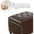thumbnail image 4 of Adeco Bonded Leather Square Tufted Storage Footstool, 18" ottoman, Dark Brown, 4 of 8
