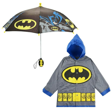 DC Comics Batman Slicker and Umbrella Rainwear Set, Little Boys, Age (Best Rainwear For Work)