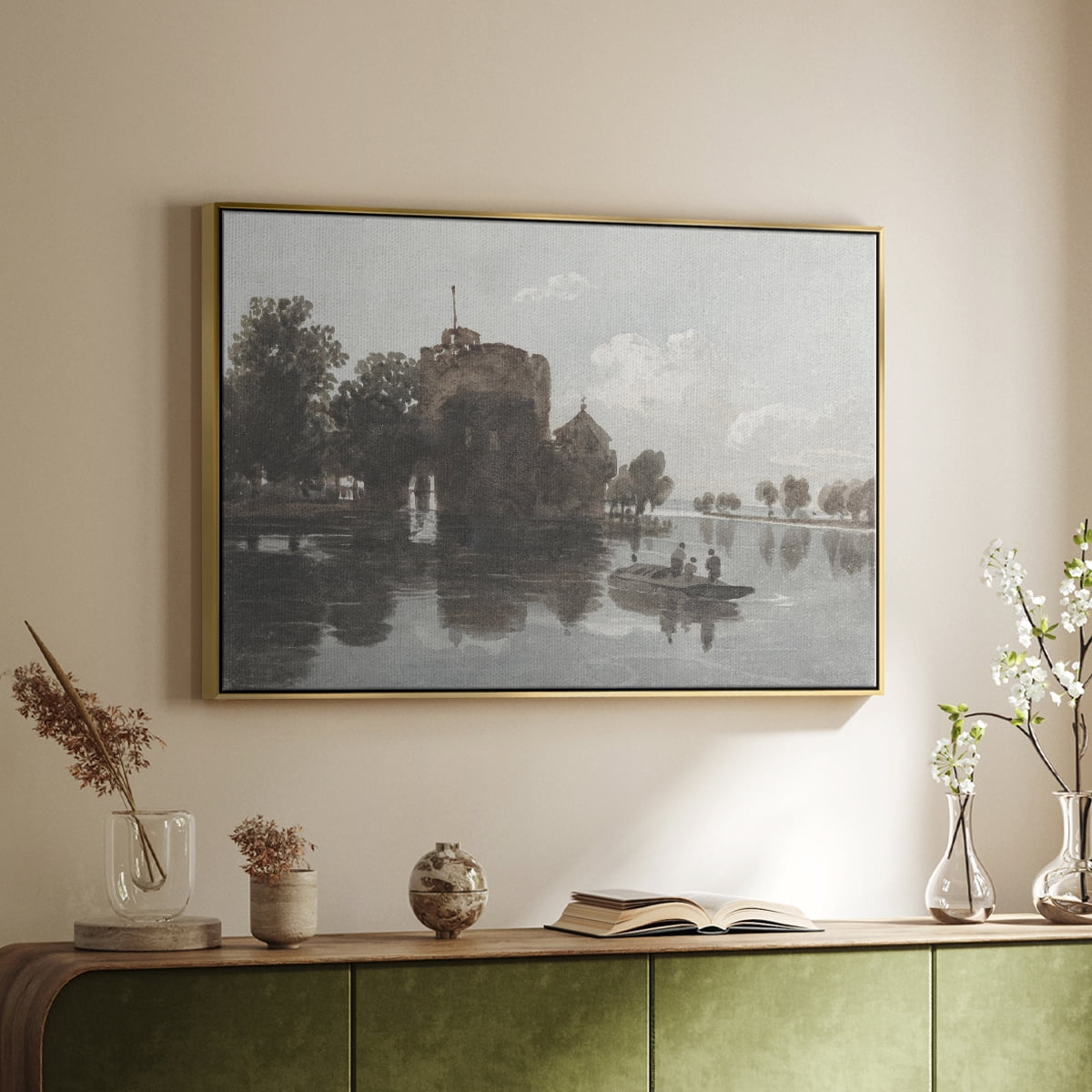 Vintage Landscape-CCCXLIV By Wexford Home Framed in Gold Wood Gallery Wrapped Canvas 25 in. x 37 in.