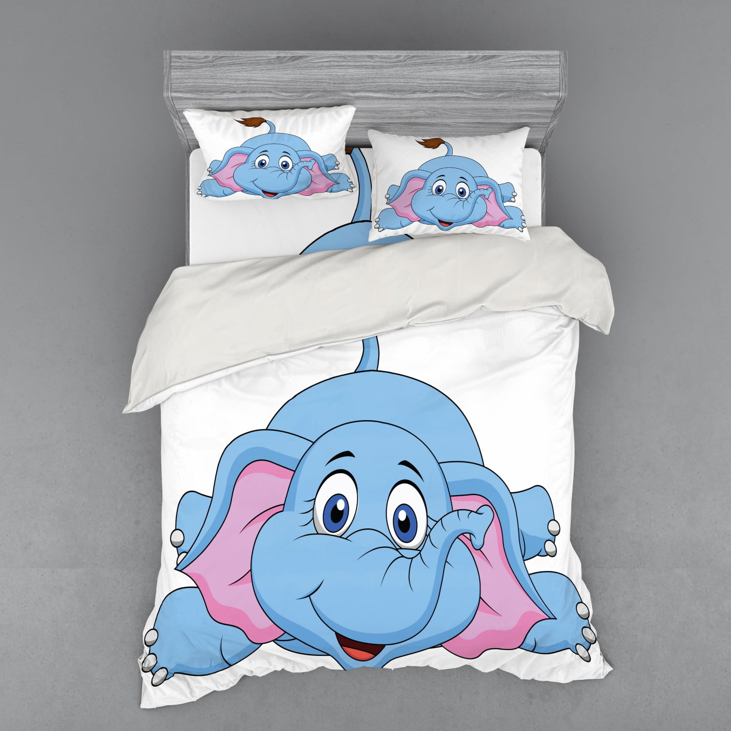 Cartoon Duvet Cover Set, Baby Elephant Kids Children Playroom Girls