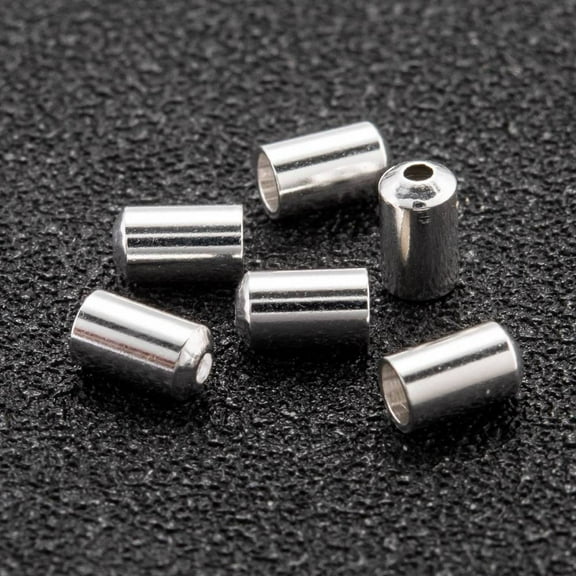 Brass Cord End End Caps Long-Lasting Plated Column 925 Sterling Silver Plated 5x3mm Hole: 1mm Inner Diameter: 1.5mm