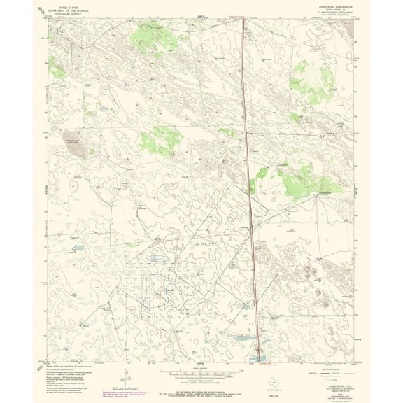 Topographical Map - Armstrong Texas Quad - USGS 1956 - Vintage Wall Art