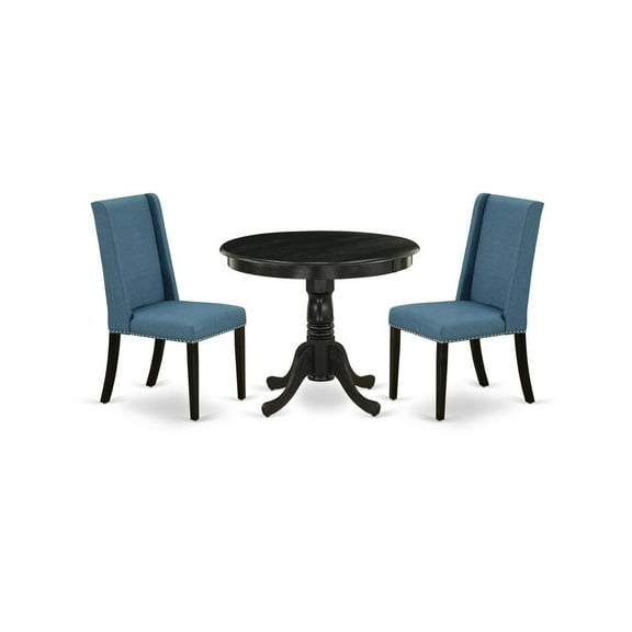 East West Furniture Dining Room Set Wirebrushed Black, ANFL3-ABK-21