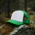 thumbnail image 3 of Falari 5-Panel Mesh Baseball Cap, Trucker Hat, Structured Plain Design, Cotton, Adjustable Size - Kelly Green, 3 of 7