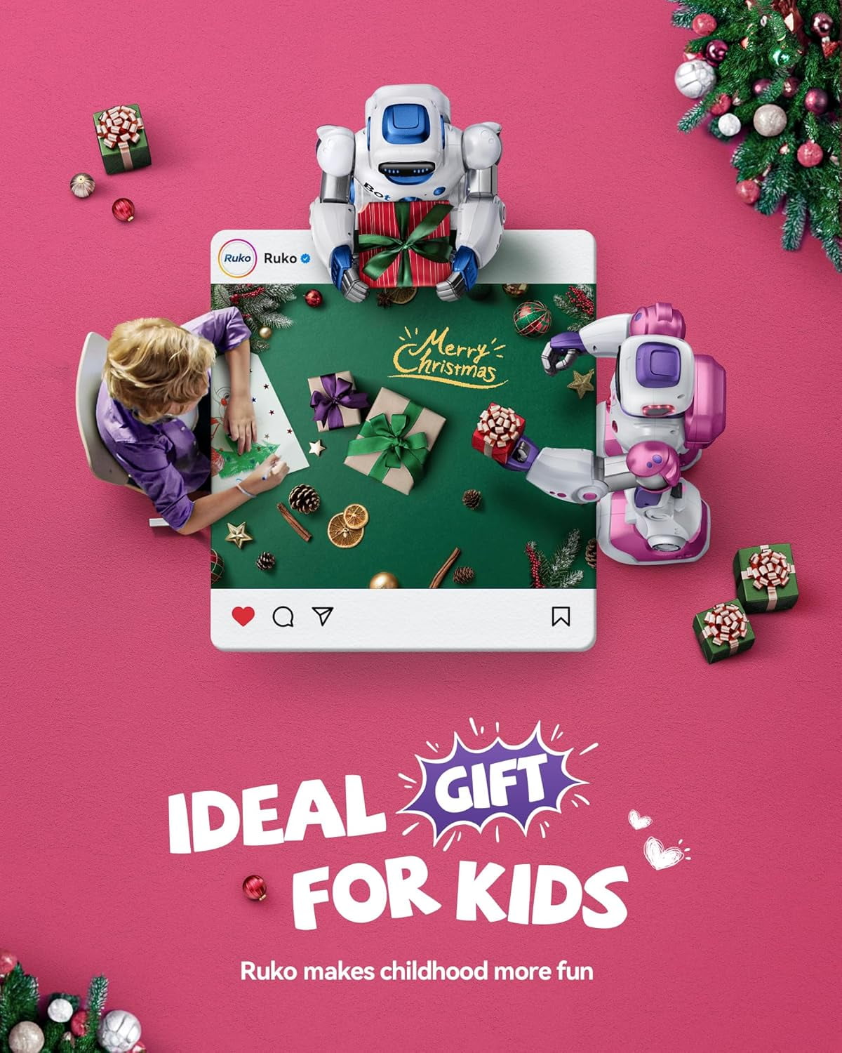 Ruko 1088 Smart Robots for Kids, Large Programmable Interactive RC Robot with Voice Control, APP Control, Present for 4-9 Years Old Kids Boys and Girls, Pink