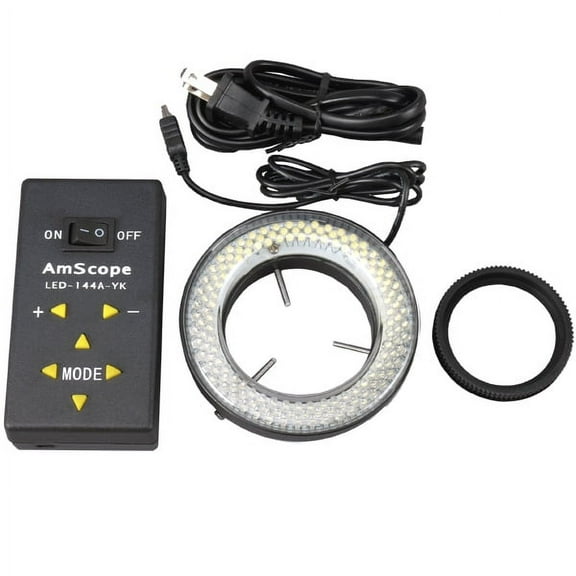AmScope 144 LED Four-Zone Microscope Ring Light with Adapter New