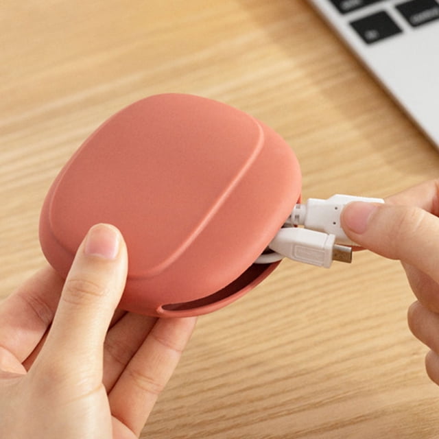 Earphone Storage Box Portable Mobile Earbuds Case Holder Silicone Phone Data Cable Earbuds Carrying Case Reusable Pocket Container Purse Bag Organizer Red