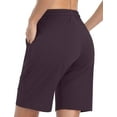 thumbnail image 6 of Women's Lounge Athletic Shorts with Pockets Knee Length Workout Biker Walkshorts, 6 of 8