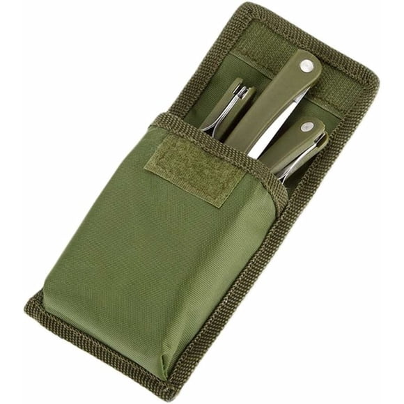 Pieces - Stainless Steel Folding Cutlery for Camping, Picnic, Knives, Forks, Spoons (Army Green)