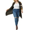 thumbnail image 2 of GRACE & GRANDEUR Women's Plus Size Cardigan Stripe Lightweight Sweater Outerwear 4X Dark Coffee, 2 of 7