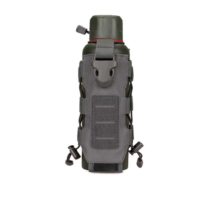 Toystoory Colgador de correas ajustable para botella de agua, mochila de pesca para escalada en roca, soporte para botellas, bolsas de nailon, carpas Gris