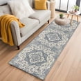 thumbnail image 3 of Runner Rug 2 x 6 Ft, Beige Blue Boho Washable Non-Slip Floor Mat for Kitchen Hallway/Entryway, Medieval Vintage Ethnic Floral Abstract Long Kitchen Runner Area Rugs for Living Room, Low-Profile, 3 of 7
