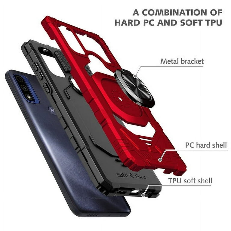 Telefone PC Caso Capa para Motorola MOTO G Play 2023, capa protetora à  prova de choque de grau militar com [suporte giratório de 360°] [função no  veículo] capa resistente Capa de smartphone. (