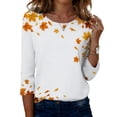 thumbnail image 2 of Womens Tops 3/4 Sleeve,Plus Size Fall Shirts for Women Casual Floral Printed Three Quarter Tunic top Loose Fit L, 2 of 6