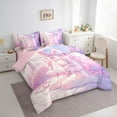 thumbnail image 3 of jejeloiu Cute Toy Bear 7-Piece Twin Bedding Sets,Pink Anime Girls Bedding Comforter Set For Princess Reversible, 3 of 8