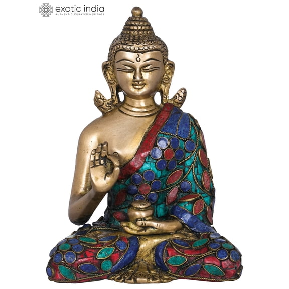 6" Tibetan Buddhist Deity Preaching Buddha Statue in Brass