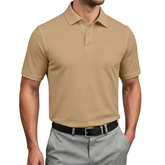 WAYUTE Mens Polo Shirts Short Sleeve Lapel Button Down Solid Color Breathable Classic Fit Golf Shirt Work Business Casual Outdoor