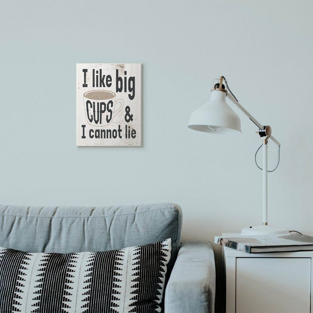 Stupell Industries Big Cups Funny Word Kitchen Dining Room Paint Textured Design Wall Plaque Art by Daphne Polselli