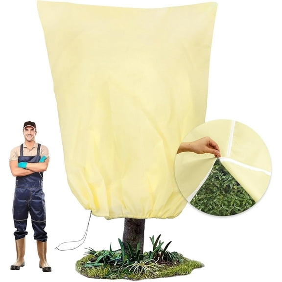 80”(W) x95”(H) Plant Covers Freeze Protection, 2.8oz/yd²Heavy-Duty Tree Covers, 1 Pack Extra Large Frost Cloths & Blankets with Zipper Drawstring for Fig Palm Citrus Lemon Trees and Shrubs