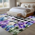 thumbnail image 4 of 6'x9' Area Rugs, Spring Flowers Indoor Outdoor Area Rug for Living Room Bedroom, Watercolor Blossom Floral Black Plaid Washable Bathroom Rugs Kitchen Floor Carpet Mats Home Decor Aesthetic, 4 of 8