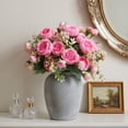 thumbnail image 4 of JHyouerji Faux Peony Rose Artificial Flower Bouquet 13x2 Inch Rose Purple Plastic Floral Stem for Wedding Table Home Vase Decor, 4 of 7