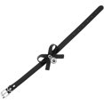 thumbnail image 4 of Black Leather Bow Collar with Bell,Adjustable PU Necklace with Chain Leash Set_c*, 4 of 5
