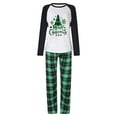 thumbnail image 3 of Family Matching Christmas Pajamas Set, Xmas Tree Letter Print Round Neck Long Sleeve Tops Plaid Long Pants for Parents Kids, 3 of 6
