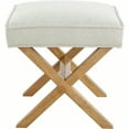 thumbnail image 4 of Small Ottoman Foot Rest MidCentury Modern X Square Polyester Foot Stool Linen Ivory White 18D X 19.8W X 18.3H Previously Rivet Brand, 4 of 8