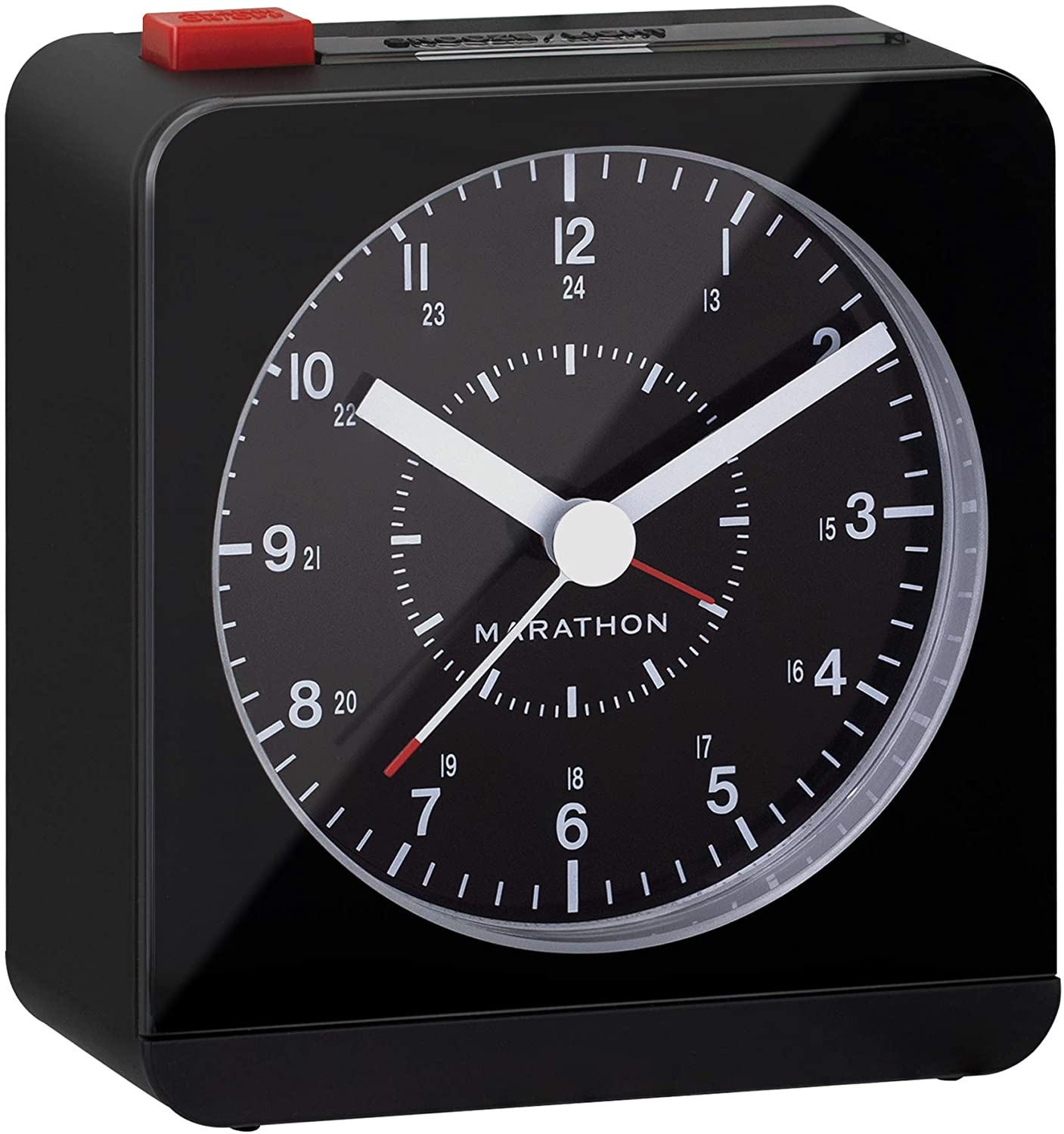 Marathon CL030053BK Silent NonTicking Alarm Clock with Warm Amber Auto