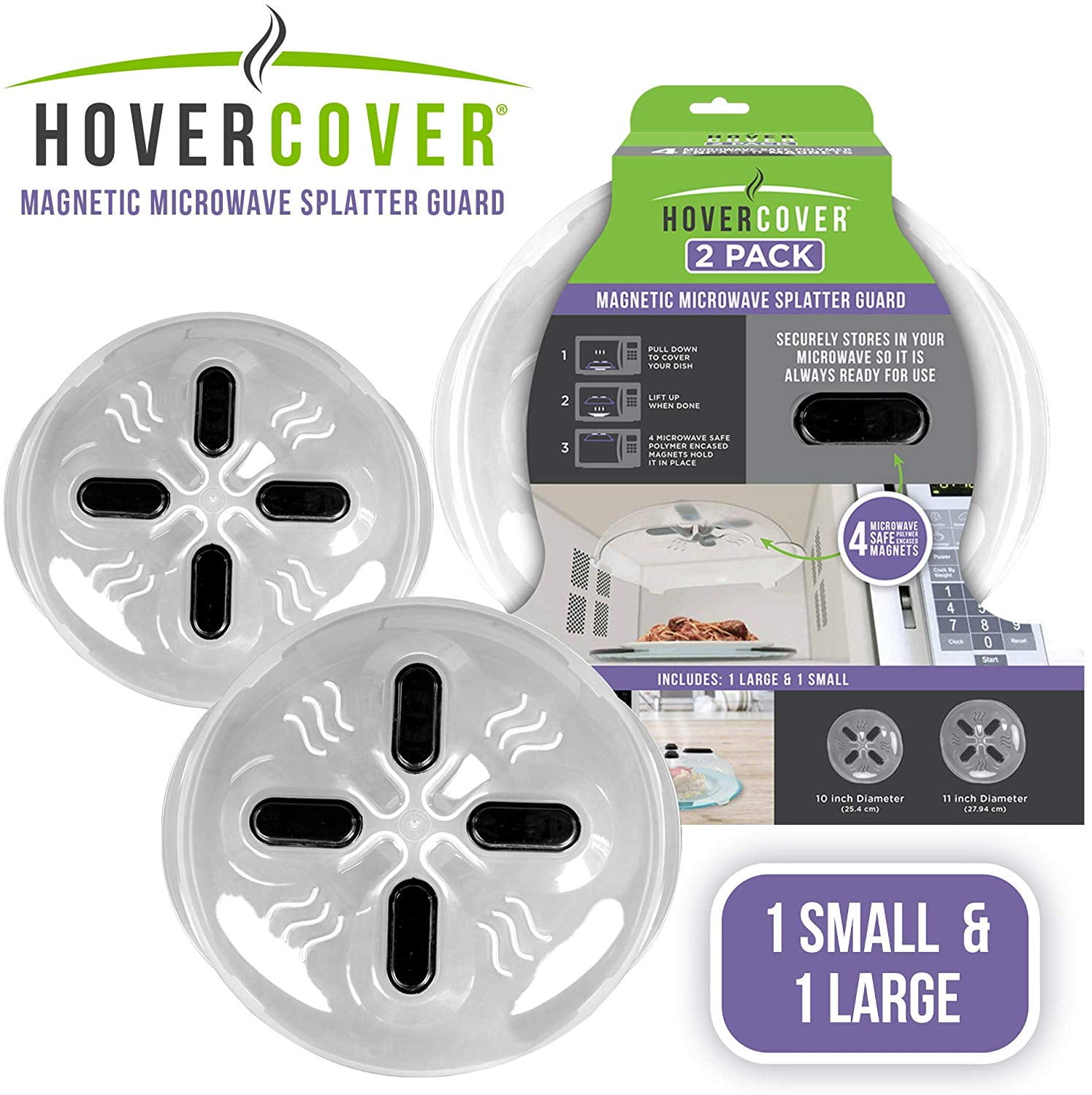 Set of 2 Hover Cover Microwave Splatter Lid with Steam Vents
