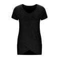 thumbnail image 6 of Womens Summer Tops Pleated Longline Short Sleeve V Neck T Shirts Dress Casual Workout Tunic Blouses Spring Tunic Tops, 6 of 7