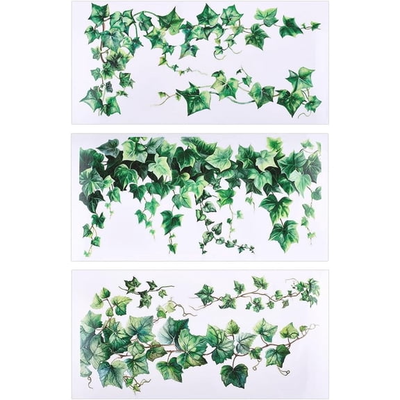 3pcs/Set Green Leaf Rub on Transfers for Furniture 6x12 inch Transfer Stickers with Ivy PVC Waterproof Decorative Stickers Wall Art Decals for Bedroom Living Room Decoration