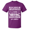thumbnail image 2 of OXI T-Shirt - I am Currently Unsupervised, Basic Casual T-Shirt for Men's and Women Fleece T-Shirt Short Sleeve - Purple Small, 2 of 3