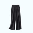 thumbnail image 4 of Lenpel Girls' Wide Leg Pants Children Lightweight Elastic High Waisted Loose Lounge Pants Baggy Causal Trousers with Pockets, 4 of 6