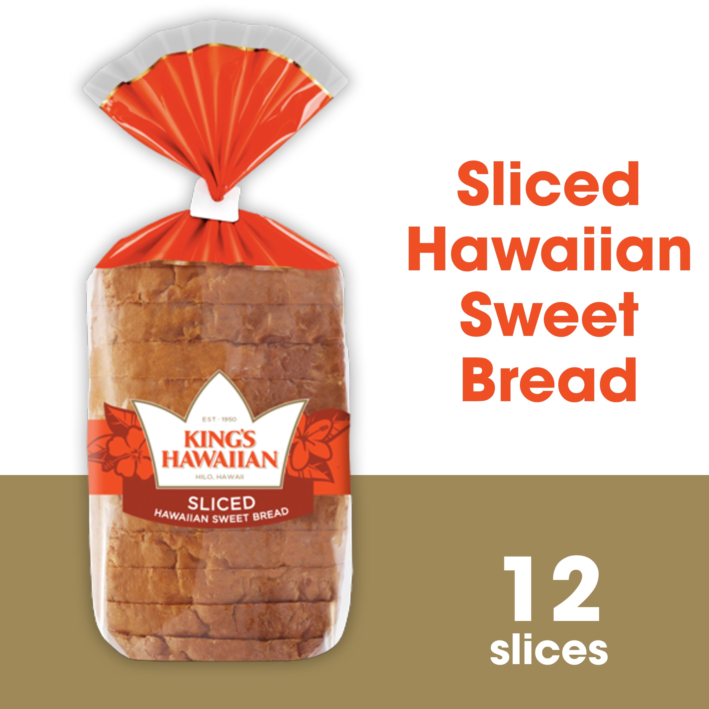 King's Hawaiian Sliced Bread, Original Hawaiian Sweet Sliced Loaf, 16