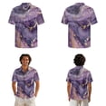 thumbnail image 2 of Whosucclay Purple Golden Marble Print Hawaiian Couple Matching Outfit Men's Short Sleeve Shirt Hawaiian Shirts for Summer and Women's Irregular Hem Sleeveless Dress Soft Beach Party Dress, L, 2 of 7