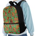 thumbnail image 4 of Uourmeti Lightweight 17 Inchs Backpack Travel Bag for School Work, Smooth Zipper Durable Smooth Zipper Adjustable Padded Straps School Backpack, Capybara Apple Pattern, 4 of 6