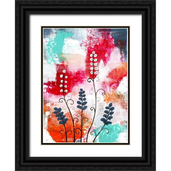 Ogren, Sarah 25x32 Black Ornate Wood Framed with Double Matting Museum Art Print Titled - Bright Abstract with Flowers