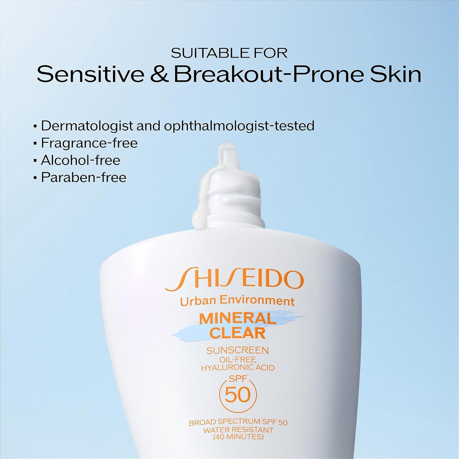 Shiseido Urban Environment Mineral Clear Sunscreen SPF 50, 100% Mineral Actives Sunscreen for Face, 30mL 1 fl. oz