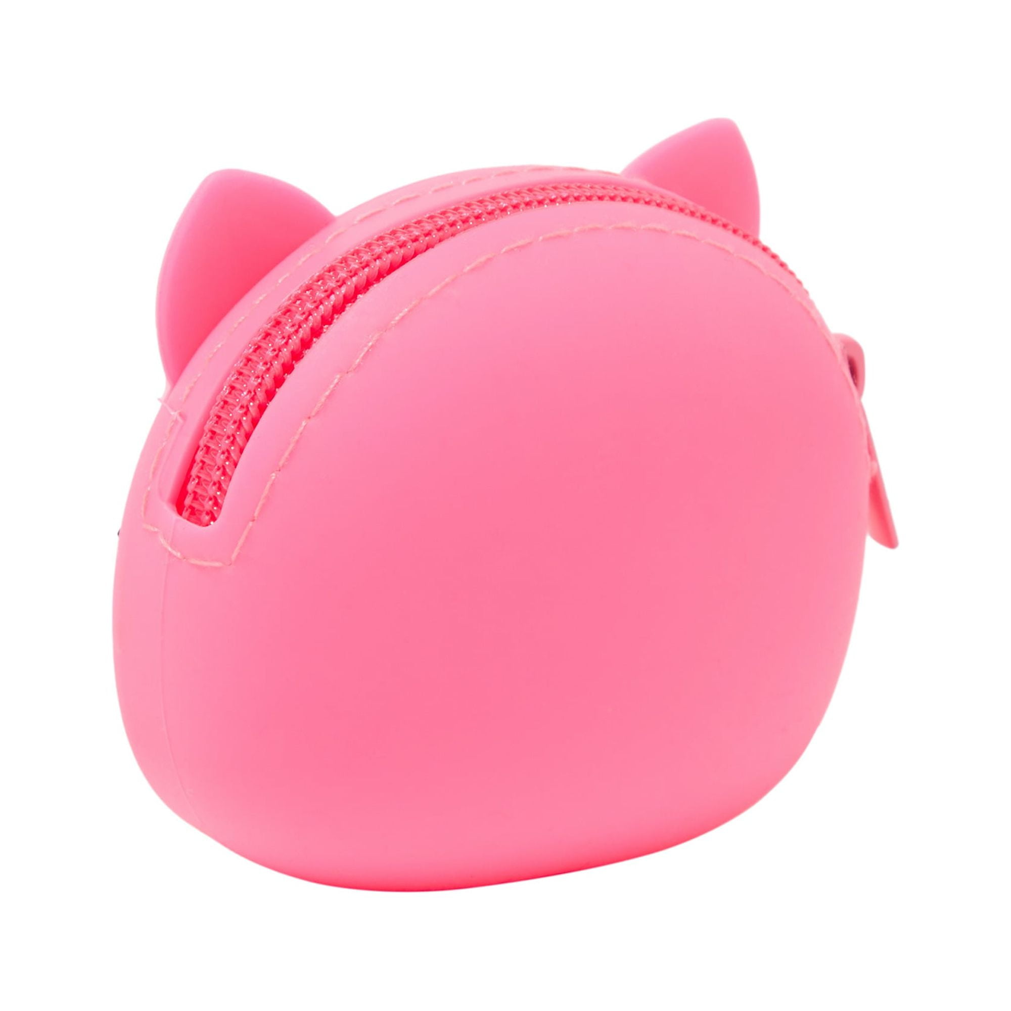 Claire's Girls Pink Cat Rubber Coin Purse with Zipper, 69529