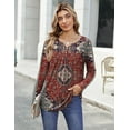 thumbnail image 4 of Zeagoo Womens Tops Dressy Casual Beach Vacation Clothes for Women Business Casual Long Shirts V Neck Tee Shirt Ladies Top and Blouses Ethnic Style, 4 of 7