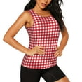 thumbnail image 2 of Bixox Women's Red Checkboard Printed Sleeveless Fitness Workout Running Quick-Dry Tank Top, 2 of 7