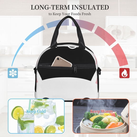 Ratiio Cat Meow Pattern Lunch Bag ,Insulated Lunch Box, Small Leakproof Cooler Food Lunch Containers Reusable High Capacity Lunch Tote Bags