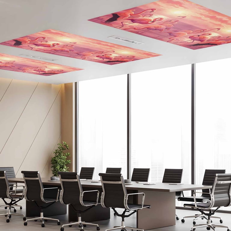 4 Pack Sunset Flamingos Fluorescent Light Covers for Ceiling